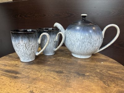 Denby teapot and two matching mugs